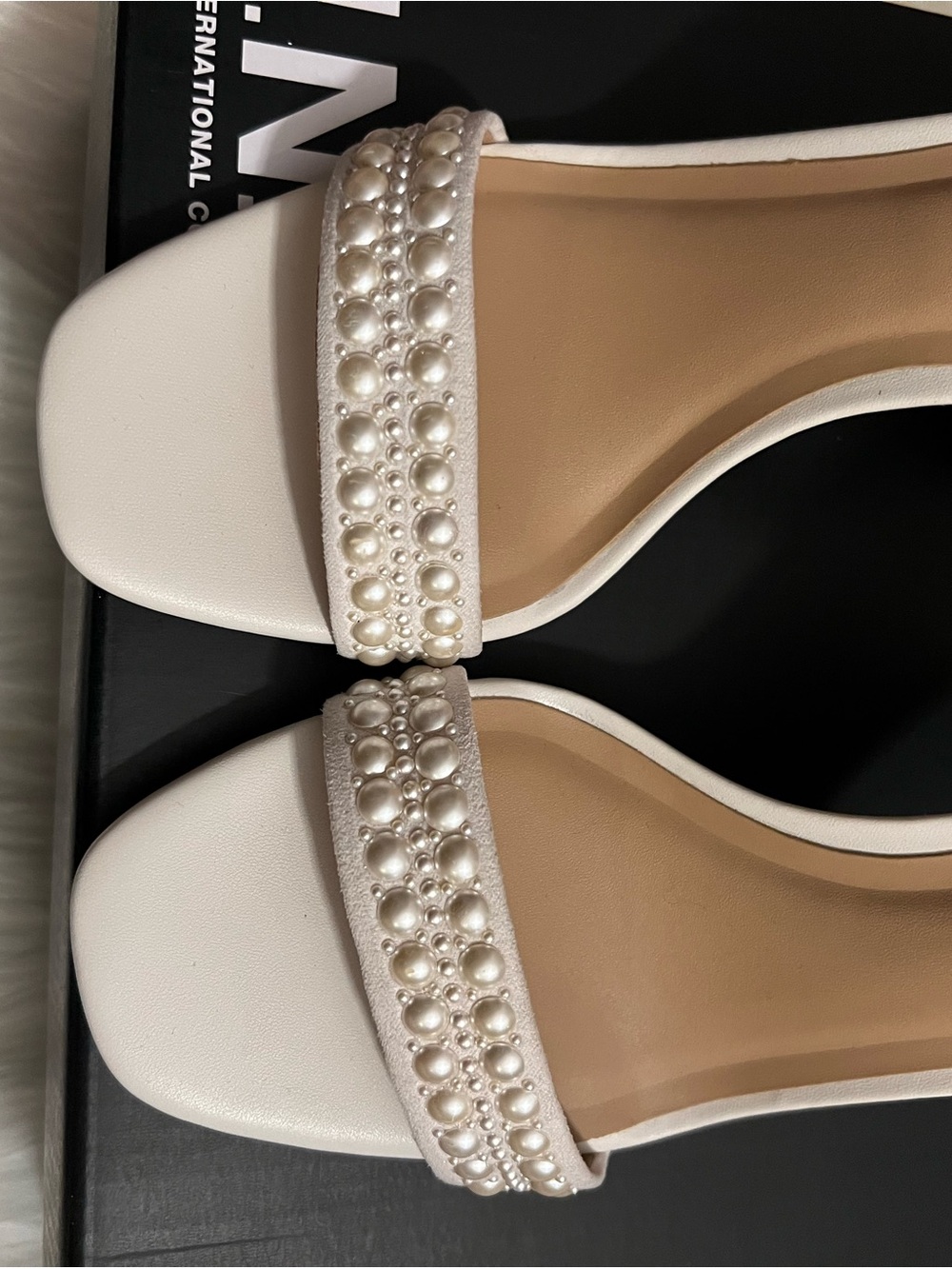 INC International Concepts Pearl-Embellished Heeled Sandals - White - Picture 7 of 11
